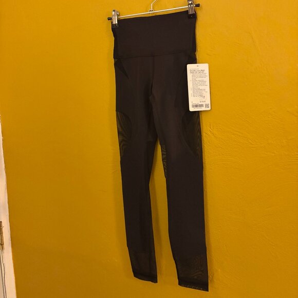 lululemon athletica Pants - Lululemon Wunder Train Mesh Panel HR Tight 25” - Black - Size 0 NWT